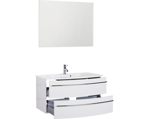 Waschtisch mit zwei Schubladen und Spiegel für das Badezimmer