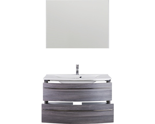 Waschtischkombination mit Spiegel, bestehend aus Waschtischunterschrank mit Waschbecken