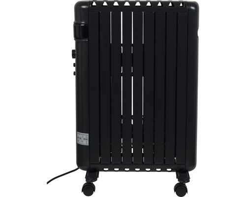 Schwarzer Ölradiator mit Rollen für den flexiblen Einsatz