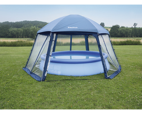 Poolpavillon mit aufblasbarem Pool auf Rasenfläche