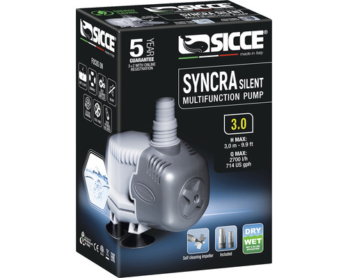 Sicce Syncra Silent Multifunktionspumpe in Produktverpackung