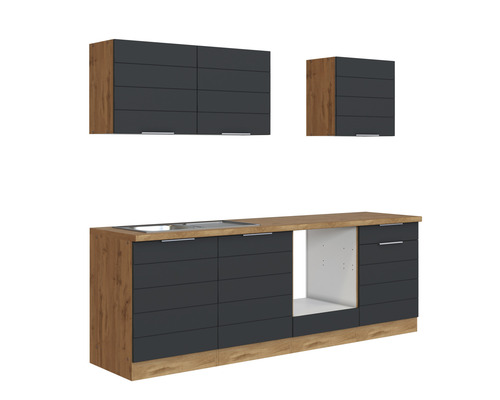 Küchenzeile mit Spüle, Hänge- und Unterschränken