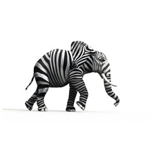 Illustration eines Elefanten mit Zebramuster