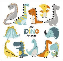 Illustration verschiedener Dinosaurier mit dem Text Meine Dino-Freunde