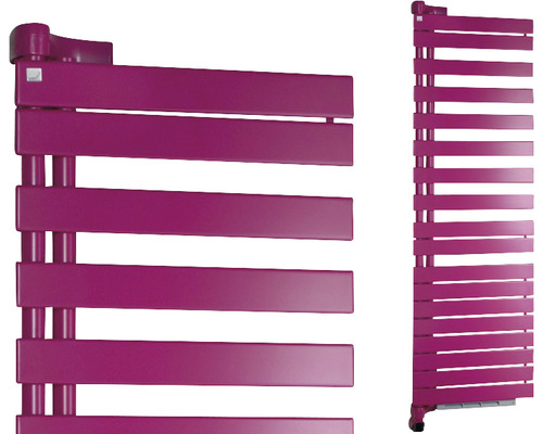 Elektrischer Badheizkörper Zehnder Roda Twisst Spa Air 1340x550 mm 1000 Watt rosa Heizkörper mit horizontalen Heizstäben zur Erwärmung von Räumen