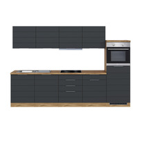 Komplette Küchenzeile mit Spüle, Kochfeld und Einbaubackofen