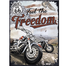 Dekoratives Schild mit Motorradmotiv, Route 66 und amerikanischer Flagge