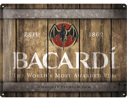 Blechschild Bacardi Wood Barrel 30x40 cm