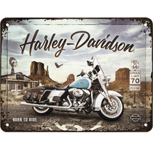 Dekoratives Metallschild mit Harley Davidson und Motorrad Motiv