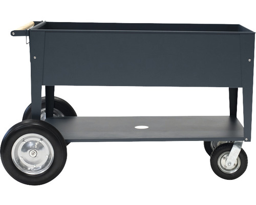 Rollbarer Pflanzkasten mit Holzgriff und Ablagefläche