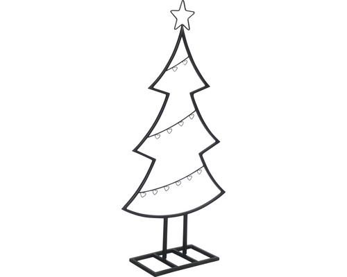 Dekorativer Weihnachtsbaum aus Metall mit Herzornamenten