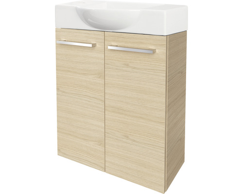 Waschbeckenunterschrank Fackelmann SBC Mini 55 60x52x24,3 cm ohne Waschbecken eiche Waschtischunterschrank mit zwei Türen und Aufsatzwaschbecken