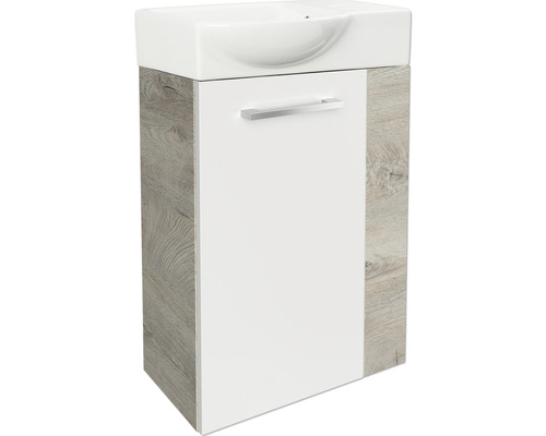 Waschtischunterschrank mit Waschbecken aus Keramik