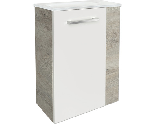 Waschbeckenunterschrank mit einer Schublade und Holzstruktur an den Seiten