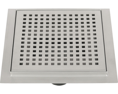 Quadratischer Bodenablauf aus Edelstahl mit Lochmuster