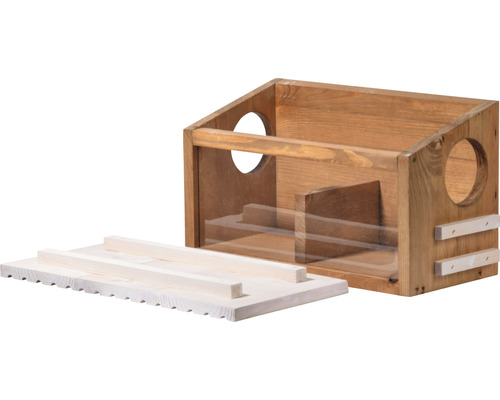 Holzvogelhaus mit transparenten Wänden und abnehmbarem Deckel