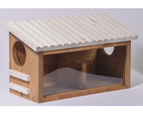 Vogelhaus aus Holz mit transparentem Sichtfenster
