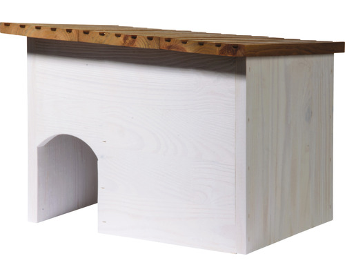 Holzhaus für Igel mit Eingang und Gitterdach