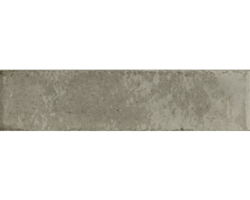 Steingut Wandfliese Lotus 6x24 cm grau glänzend Graue Wandfliese mit Betonoptik