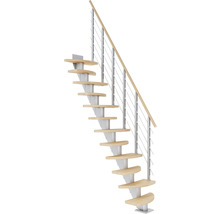 Raumspartreppe mit Holzstufen und Metallgeländer