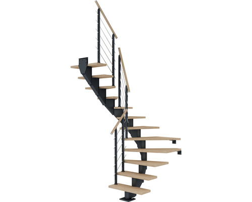 Pertura Mittelholmtreppe Alena Anthrazit 1/2-gewendelt 75 cm Relinggeländer Eiche Weiss geölt 12 Stufen / 13 Steigungen Pertura Mittelholmtreppe Alena Anthrazit 1/2-gewendelt 75 cm Relinggeländer Eiche Weiss geölt 12 Stufen / 13 Steigungen