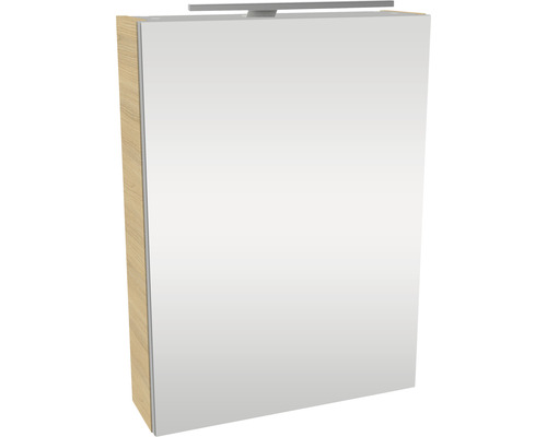 LED-Spiegelschrank Fackelmann Small Bathroom Collection 1-türig rechts 50x68x16,2 cm sand eiche