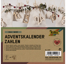 Adventskalender Zahlen aus Holz und Stoffsäckchen