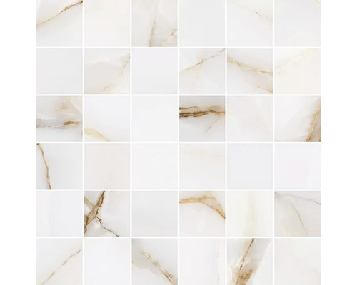 Feinsteinzeugmosaik Topaz Gold 30,0x30,0 cm marmor weiß Mosaikfliese aus Marmor
