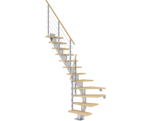 Pertura Mittelholmtreppe Malva Perlgrau 65 cm Buche Leimholz Geölt 11 Stufen 12 Steigungen