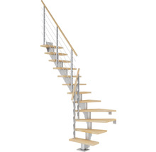 Raumspartreppe mit Holzstufen und Geländer aus Edelstahl