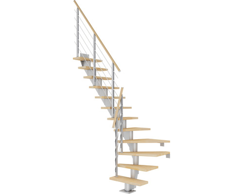 Pertura Mittelholmtreppe Malva Perlgrau 65 cm Buche Leimholz Geölt 13 Stufen 14 Steigungen