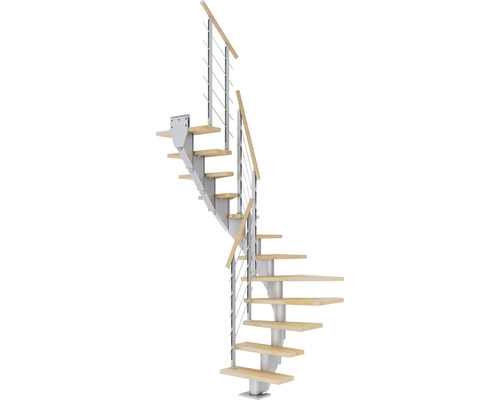 Pertura Mittelholmtreppe Malva Perlgrau 65 cm Buche Leimholz Geölt 11 Stufen 12 Steigungen