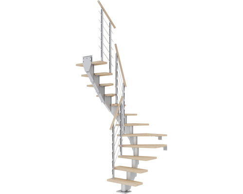 Pertura Mittelholmtreppe Malva Perlgrau 65 cm Eiche Geölt 11 Stufen 12 Steigungen