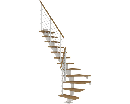 Pertura Mittelholmtreppe Malva Weiß 65 cm Eiche Geölt 11 Stufen 12 Steigungen