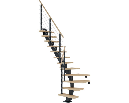 Pertura Mittelholmtreppe Malva Anthrazit 65 cm Eiche Geölt 13 Stufen 14 Steigungen