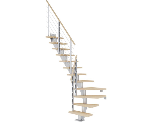 Pertura Mittelholmtreppe Malva Perlgrau 75 cm Eiche Geölt 12 Stufen 13 Steigungen