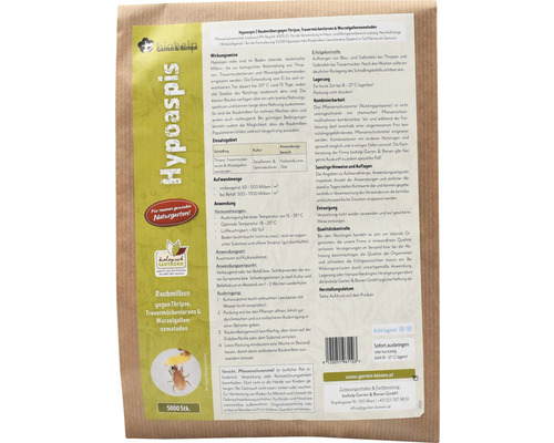 Nützling Hypoaspis-Raubmilbe gegen Trauermücken, Thripse u.a. Schädlinge 5.000 Stk. Reg.Nr. 4305-0 Packung Raubmilben gegen Thripse, Trauermückenlarven und Wurzelgallennematoden