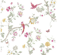Tapete mit Blumen, Vögeln und Schmetterlingen