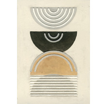 Dekoratives Wandbild mit geometrischen Formen in verschiedenen Grautönen und Gold