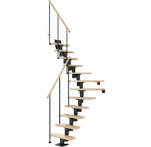 Spindeltreppe mit Holzstufen und Geländer