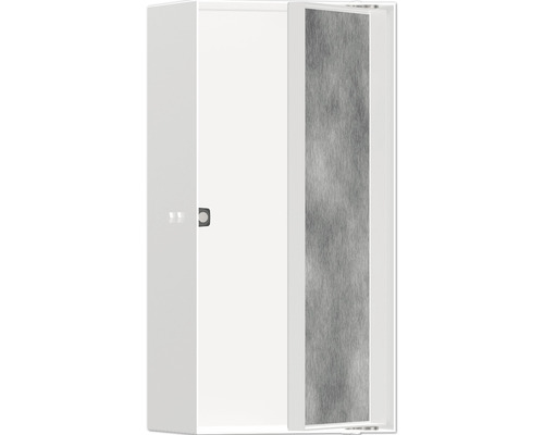 Wandnische hansgrohe XtraStoris Rock 300x150x100 mm weiß matt mit befliesbarer Tür Geöffnete Duschkabine mit Glaswand
