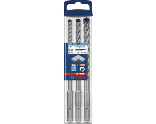 Steinbohrer Betonbohrer Bosch Professional EXPERT SDS plus Ø 6-10 mm, 3-tlg. Bosch Expert SDS plus-7X Hammerbohrer Set, drei Stück