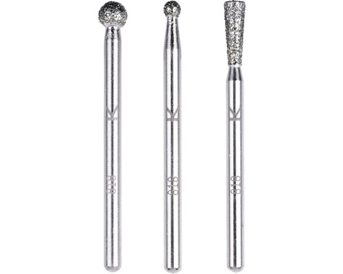 Drei Diamantfräser für Schleifarbeiten