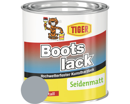 Tiger Bootslack seidenmatt RAL 7001 silbergrau 375 ml Tiger Bootslack seidenmatt, Kunstharzlack für Boote und Metall