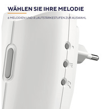 Weißer Funkgong für die Steckdose mit mehreren Melodien
