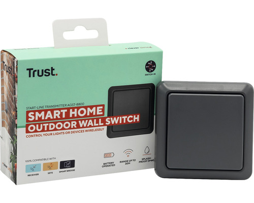 Trust Smart Home Funkwandschalter für den Außenbereich und Verpackung