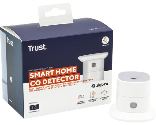 Trust Smart Home Kohlenmonoxidmelder mit Verpackung