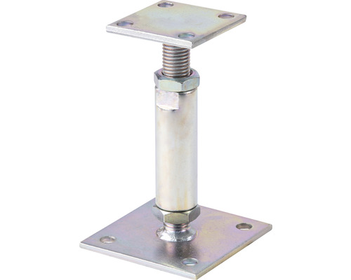 Verstellbarer Pfostenfuß aus Metall mit quadratischer Grundplatte
