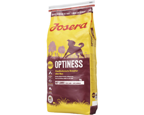 Hundefutter trocken Josera Optiness 12,5 kg Eiweißreduzierte Rezeptur ohne Mais Josera Adult Optiness Hundetrockenfutter mit Lamm