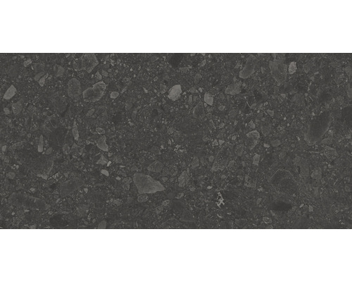 Feinsteinzeug Bodenfliese Terrazzo Donau 30x60 cm graphit matt rektifiziert